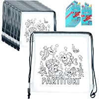 Los mejores  - Detalles para Niños Partituki. 10 Mochilas para Colorear y 10 Sets de 7 Ceras de Colores. Detalles Fiestas Infantiles…